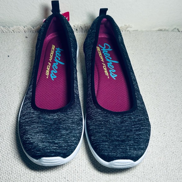 Skechers Women's Black and Gray Slip-On Sneakers - Picture 2 of 9